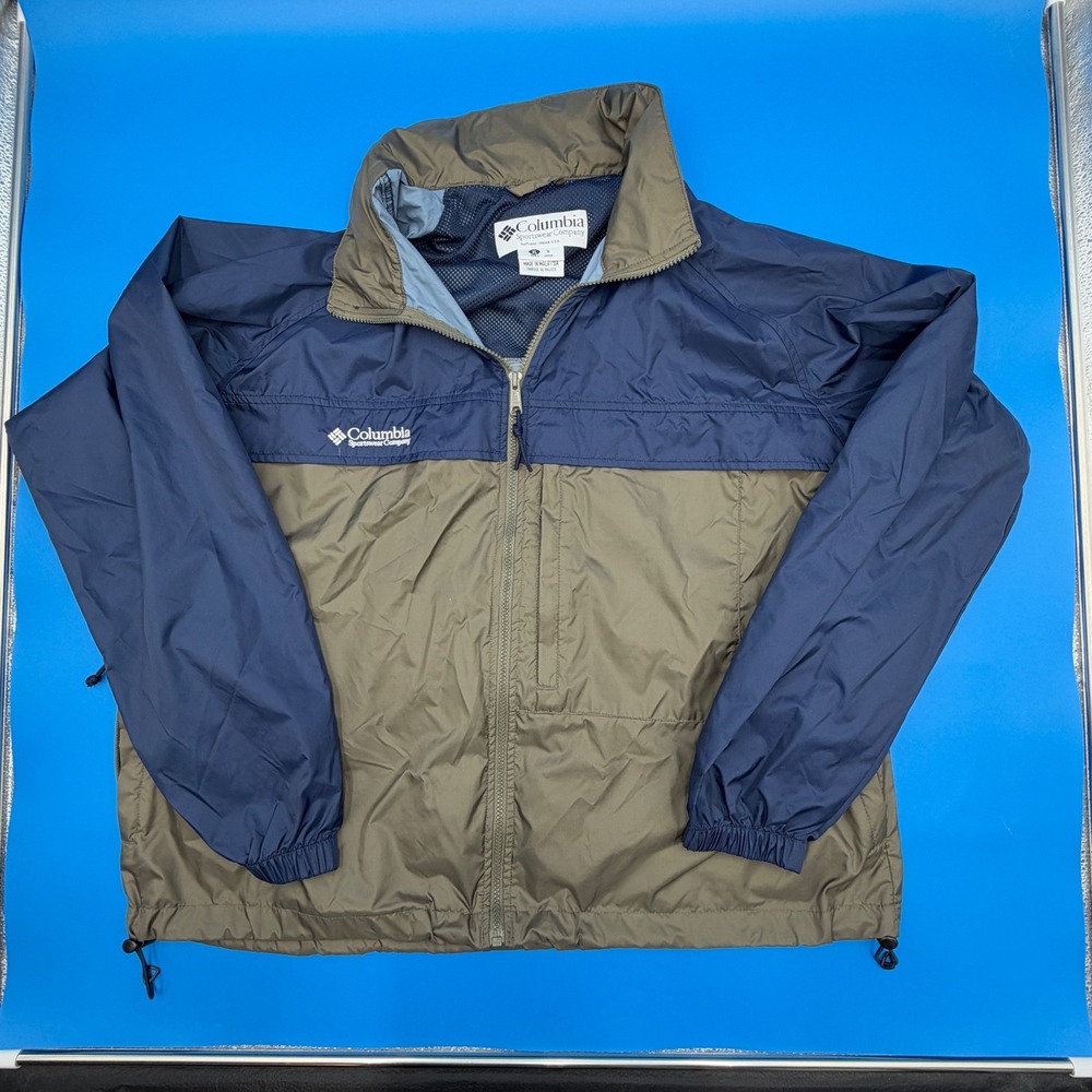 Columbia Sportswear Mens XL Packable Windbreaker Jacket Navy Blue Olive Green